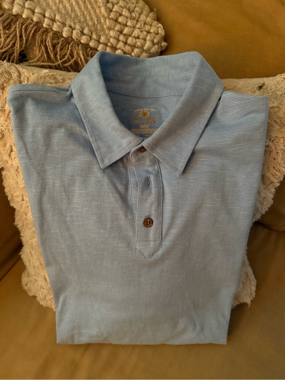 Classic Light Blue Men's Polo with Spread Collar